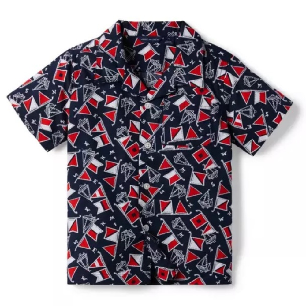 Janie And Jack Nautical Poplin Cabana Shirt